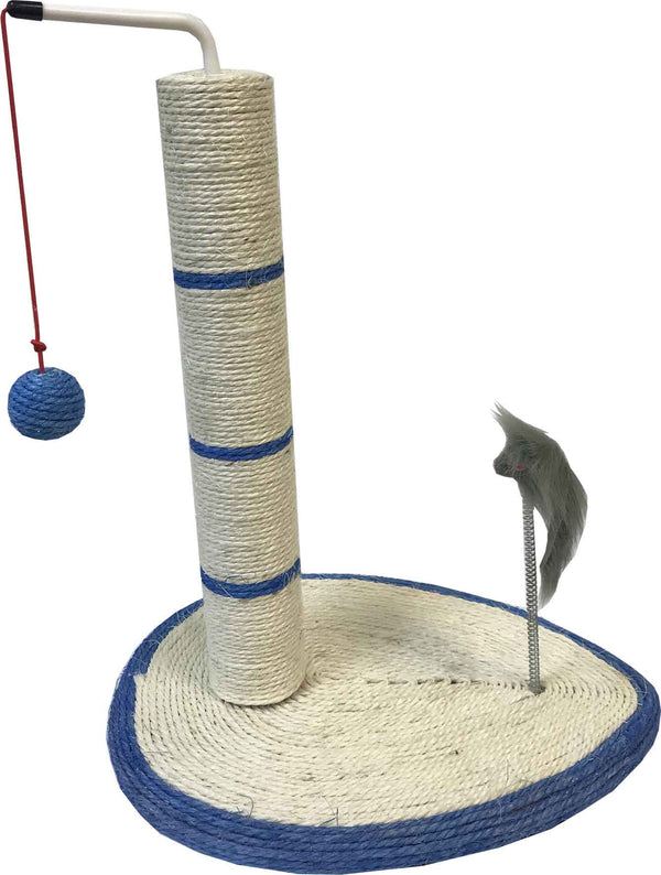 Sisal Cat Post With Oval Base Blue