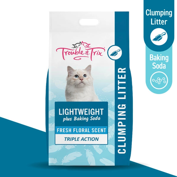 TROUBLE & TRIX LIGHTWEIGHT CAT LITTER - SCOOPABLE FRESH FLORAL SCENT